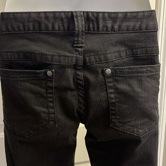 Free People Black Vertical Textured Straight 5 Pocket Button/ZipUp Jeans-Size 29 - Picture 10 of 14